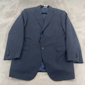 Samuelsohn 100% Wool Sport Coat Men 42/36R Blue Stripe Double Vent Preppy Canada